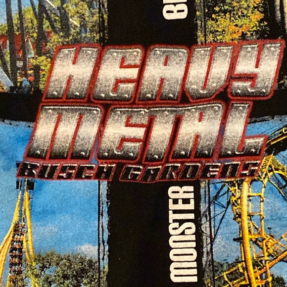Classic 90s Busch Gardens Heavy Metal lineup of coasters T-shirt. 23x28. XL. - Picture 3 of 13